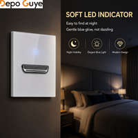 Panel Saklar Dinding Kaca Temper Putih DepoGuye, Soket Eropa Retro, Saklar Lampu Toggle LED, USB-C/USB-A, IP20, 16A, 250V, EU/UK