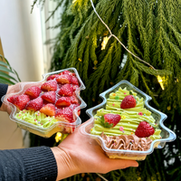 Boîte d'emballage pour gâteau de fête de Noël, en plastique transparent, réutilisable, écologique, moderne, anti-buée, pour les tailles grande/moyenne/petite