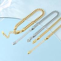 Bracelets de Cheville Maillons Plats Gourmette Plaqué Or 14K, Bijoux pour Femmes, Cadeau Été Plage Étanche, Grosse Chaîne Cubaine pour Femme