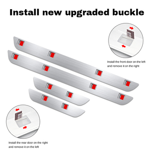 4 pièces, lumière de seuil de <span class=keywords><strong>porte</strong></span> de voiture LED en fibre de carbone RGB, lampe de bienvenue à induction sans fil, ajustement universel, sans câblage - Product Image 5