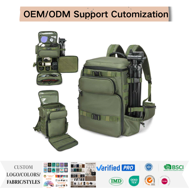 Green Color Professional Camera Travel Tactical Photography Bag With Dividers Waterproof Dslr Camera Backpack Bag