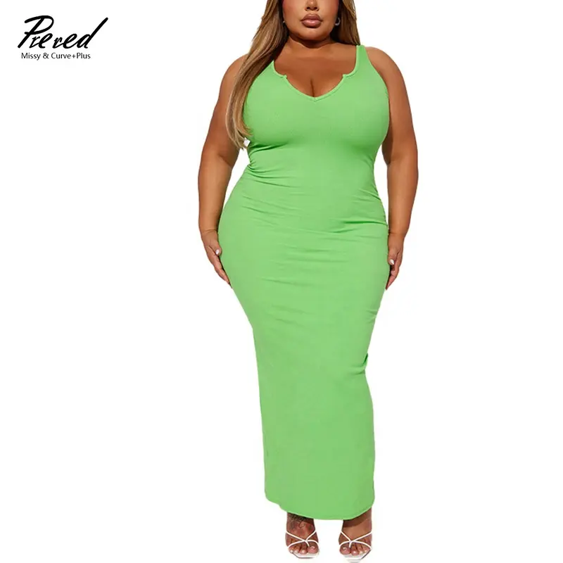 Prered Round Neck Sleeveless Bodycon Maxi Elegant Women Summer Casual Party Plus Size Women's Dresses