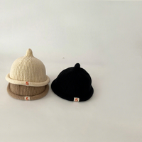 Bonnet en coton tricoté pour bébé, élégant, à bords roulés, avec petite étiquette et motif sucette, pour tout-petits, toutes saisons, coupe-vent, style coréen, tendance