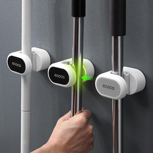 Support mural Ecoco pour balai serpillère, fixation sans perçage par ventouse, gris nordique, noir, bleu - Product Image 3