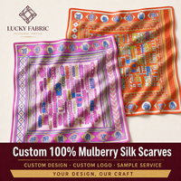 Écharpe carrée en soie de mûrier 6A de qualité supérieure 65x65cm, froissée, ourlet roulotté à la main, motif géométrique, pour femme, vente en gros, cadeaux d'entreprise
