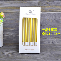 6PCS Roségold Silber lange dünne Kerze Geburtstags torte Party Feiern 3D Bleistift kerzen