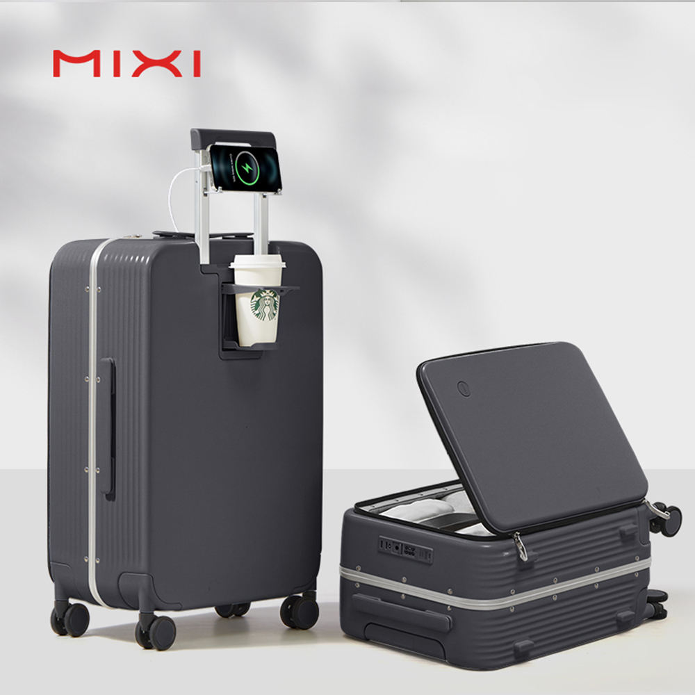 Mixi Luggage New Design Side Opening Luggage Travel Cup Holder Free Hand  Drink Carrier Intelligent Charging Luxury Luggages