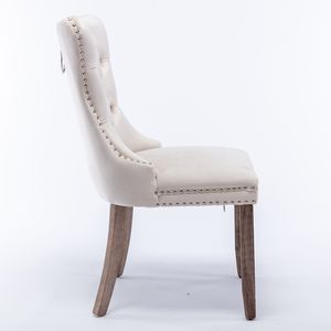 DB Nikki Collection Chaise de salle à manger rembourrée en velours contemporain moderne haut de gamme avec pieds en bois massif et garniture de tête de clou - Product Image 4