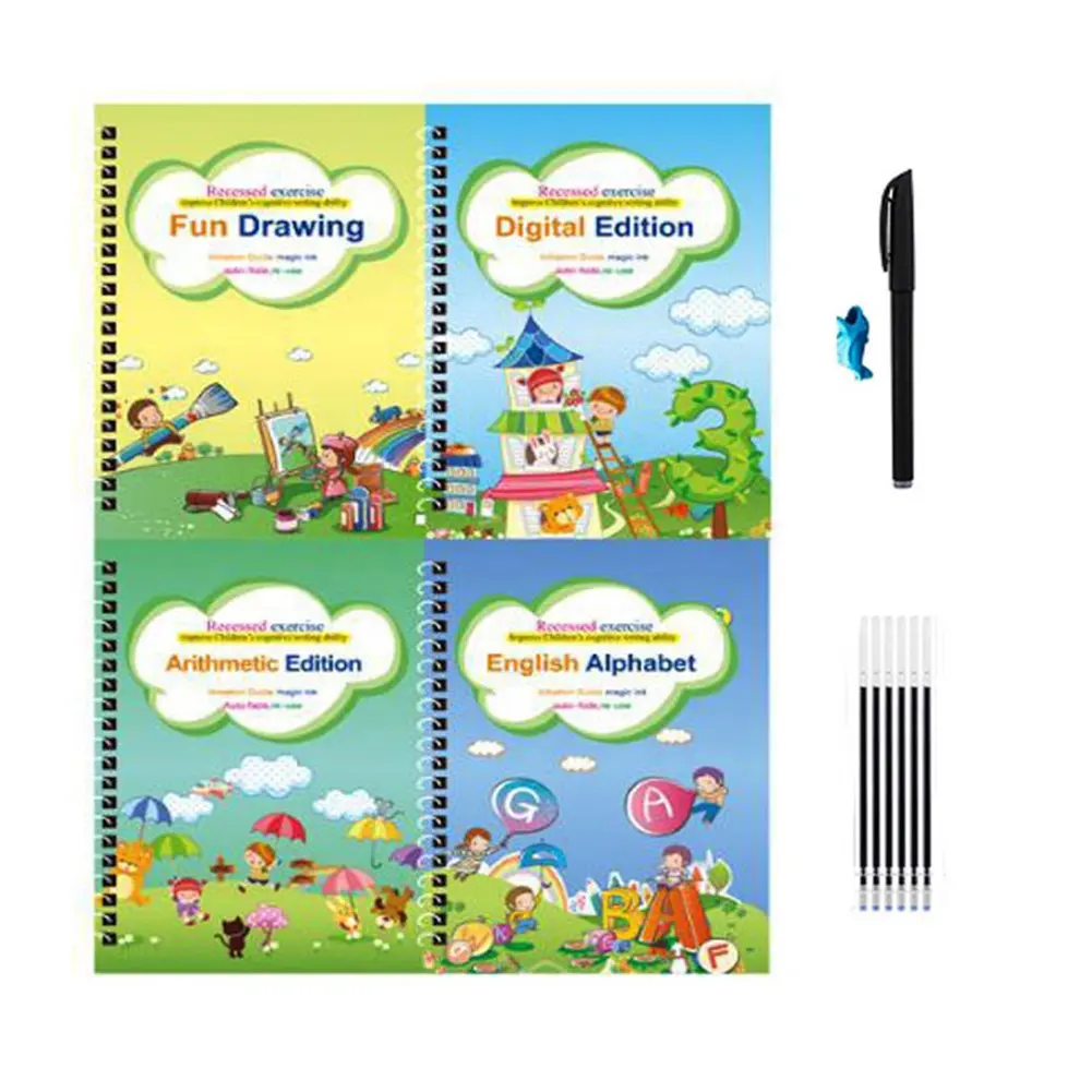Reusable Book Sets Kids, Children Print Hand Writing Books Customized Calligraphy Tracing Magic Practice Copybooks/
