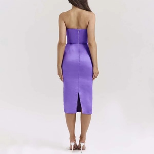 Vestido Maxi de Verano Talla XL, Nuevo, Color Sólido, Casual, Sexy, con Hombro Inclinado, Cómodo, Estilizador, Sin Mangas, Ajustado a la Cadera - Product Image 4