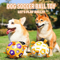 Jouet interactif pour chien, ballon de football avec sangles en corde, ballon ETPU à rebond élevé pour l'entraînement au jeu de rapport en extérieur