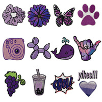 Nouveau fer sur broderie violet série chapeau soleil coeur caméra Patch pour cadeau de décoration