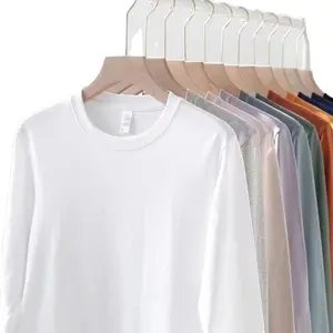 Camiseta de manga larga de punto con hombros caídos, camiseta informal de algodón de diseño suelto para hombre