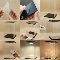 Vitrine acrylique transparente avec télécommande lumière anti-poussière modèle vitrine organisateur boîte pour objets de collection Bearbrick