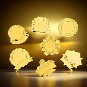 促销低价金属方形空白徽章定制环氧贴纸紫外印刷标志升华金银翻领别针胸针 - Product Image 2