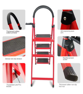 Fabriek Groothandel Huishoudelijke Telescopische Ladders Verdikte Vouwstap Drie Vier Vijf Zes Stappen Ijzeren Ladder - Product Image 4