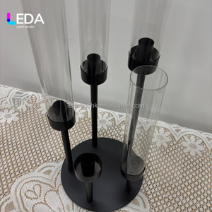LEDA Chandelier en fer noir durable à 6 bras, centre de table moderne pour mariages, événements, fêtes et décoration intérieure - Product Image 2