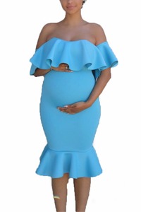 Vestidos de maternidad con hombros descubiertos para sesión de fotos, accesorios de fotografía de maternidad, vestidos para mujeres <span class=keywords><strong>embarazadas</strong></span>, ropa, vestidos de embarazo - Product Image 3
