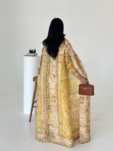 Zifeng OEM Cardigan plissé imprimé à la mode musulmane de Dubaï, robe orientale arabe, abaya - Product Image 2
