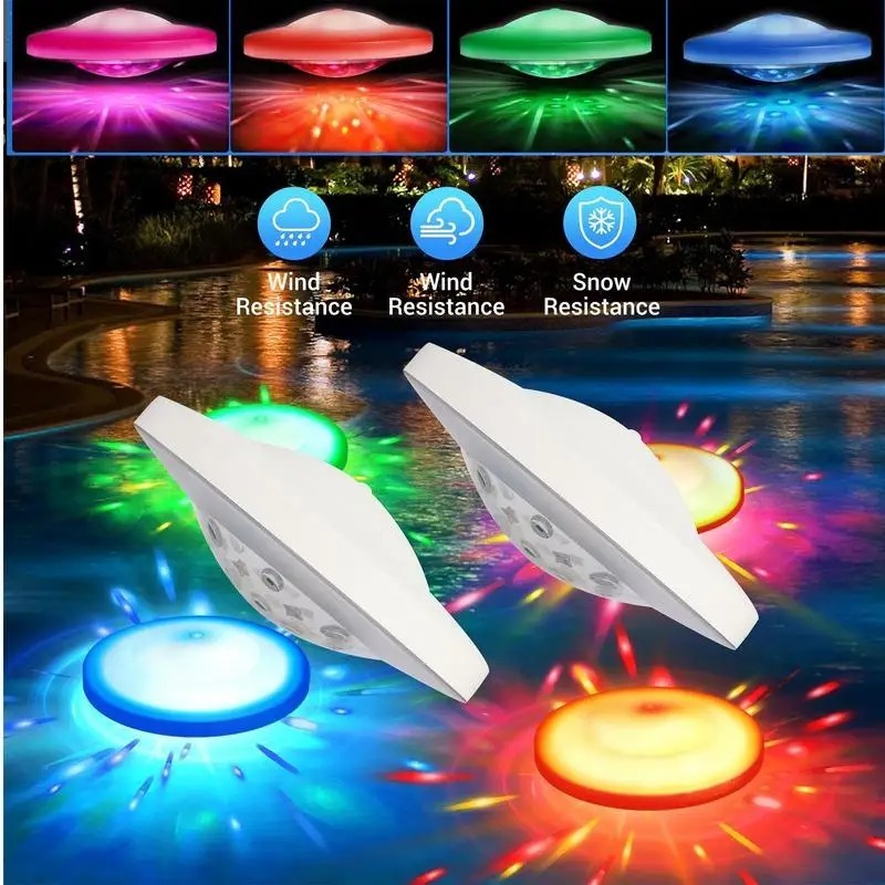 Floating Pool Lights Waterproof Pool Light Float Decoration Color Changing Light 7 Dynamic Effects Water Illumination
