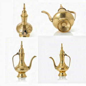 Carafe à eau Aftaba en laiton, artisanale indienne traditionnelle, avec long bec verseur, poignée et motif floral gravé pour la maison - Product Image 3