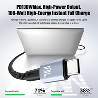 Câble de charge magnétique sans fil amélioré 2026 pour iWatch, 1,2 m, 100 W, USB C PD3.0, charge rapide pour voyage, camping, maison, bureau