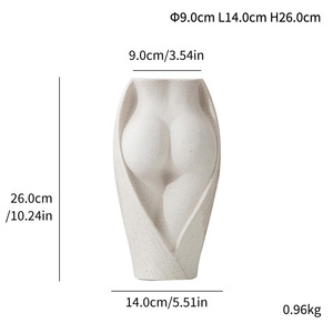 Fleur créative européenne en céramique blanche semi nude insérée dans un ornement artisanal du corps humain pour étagère meuble TV chambre à coucher hôtel - Product Image 5