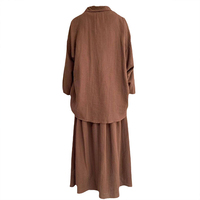 Abaya Dubaï Turquie islamique décontracté hauts couleur unie jupe mode 2 pièces chemise à manches longues Eid femmes musulmanes ensembles élégants