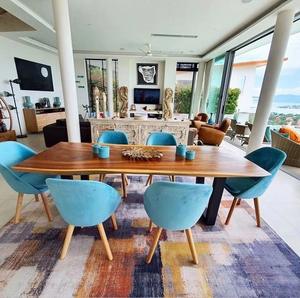 Fırınlanmış ceviz Slab ithal ekvador canlı kenar masa üstü yemek odası mobilyası yemek masası katı ahşap stokta hazır stokta - Product Image 2