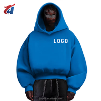 Sweat-shirts à capuche personnalisés pour hommes, 500 g/m², avec patchs usés, 100 % coton, style streetwear, coupe ample