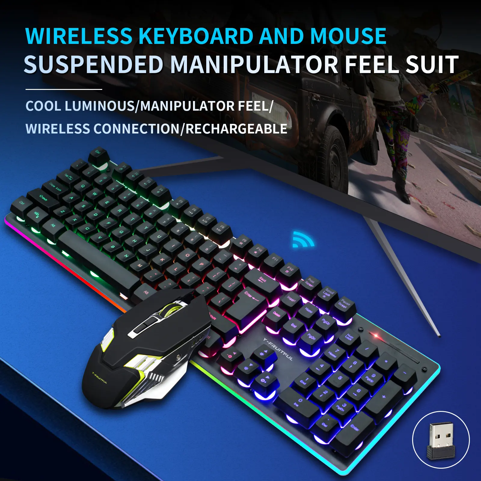 KM99 office game computer wireless charging luminous gaming keyboard and mouse set mouse keyboard