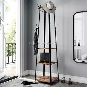Moderne personnalisé autoportant métal bois étagère entrée Hall suspendus vêtements manteau présentoir support en gros personnalisé - Product Image 5