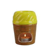 Vente en gros de brûleur de cire et d'huile en céramique personnalisé en forme de crème glacée pour diffuseur d'encens, d'aromathérapie et porte-encens