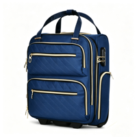 Valise élégante de grande capacité, carrée, en tissu Oxford bleu, dernière collection