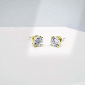 wholesale plata 925 sterling silver Classic zircon <b>earring</b> everyday wear Round Brilliant Cut <b>small</b> wedding women <b>stud</b> <b>earrings</b> - Product Image 2