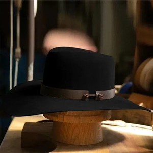 Chapeau de cowboy en laine orange à large bord unisexe pour l'extérieur printemps automne décontracté 56-58CM - Product Image 5