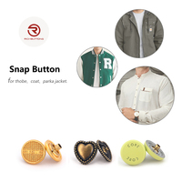 Kancing Tekan Kuningan Custom Logo Rich Button, 4 Bagian, Bulat, Dapat Dicuci, Bahan Zinc Alloy, 11mm 12mm, Aksesoris Pakaian