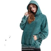 Sweat à capuche pour homme en coton lavé, coupe ample, style rétro, effet vieilli, batik, lourd et uni - Nouvelle mode