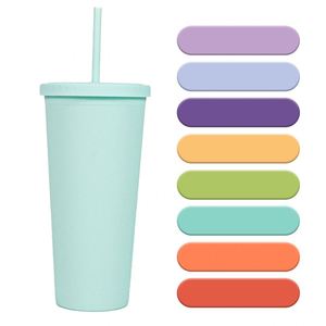 Gobelet isotherme personnalisé avec logo, double paroi en plastique, avec paille, 480 ml (16 oz) et 710 ml (24 oz), idéal pour les cadeaux – Nouveauté très prisée - Product Image 4
