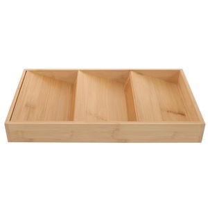 Bamboo Spice Organizer 3 Compartment <b>Drawer</b> <b>Storage</b> Rack For Kitchen Cabinet Use - Product Image 1