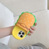 Étui de téléphone mignon avec design de dessin animé 3D en forme de hamburger pour 11/12/13/14/15/16 Pro Max, en silicone véritable, protection 360°, antichoc