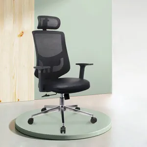 Mobili per ufficio di lusso personalizzati sedia per computer sedile in PU sedia girevole regolabile in rete nera comode sedie da ufficio ergonomiche in vendita
