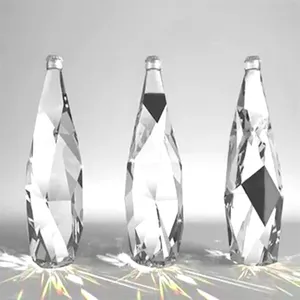 Garrafa de Bebida de Vidro Transparente de 350ml 500ml 25oz Luxuosa e em Forma de Cristal para Atacado - Product Image 1