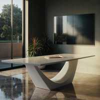 Table de conférence ovale pliable de luxe pour salle de réunion, petite, modulaire, avec écran tactile, prise moderne et ensemble de chaises