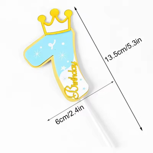 Nuovo <span class=keywords><strong>Topper</strong></span> per Torta di Buon Compleanno con Numeri, Cartoncino Rotondo Blu e Rosa - Product Image 3