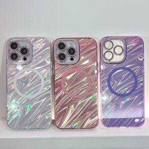 Estuche de carga inalámbrica magnética para <span class=keywords><strong>Iphone</strong></span> 16 Plus 15 Pro Max 14 <span class=keywords><strong>13</strong></span> Feather Ice Plating IMD Contraportada Protector de lente de cámara - Product Image 3