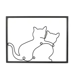 Wall Decoration Wire Style black lovely cat Pet Ornaments Home Decoration