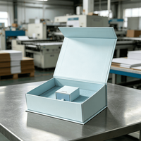 Caja de Regalo Magnética Rígida Azul Claro Personalizada para Joyería, con Forro Aterciopelado, para Collares, Pendientes, Anillos y Adornos, Caja de Embalaje de Papel de Lujo