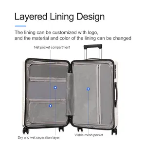 2024 vendita calda multifunzionale per bagagli aperti frontali per Laptop Hardside valigia Trolley 4 Set di bagagli da viaggio