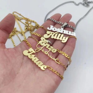 Benutzer definierte Namens kette Edelstahl 18 Karat vergoldet Frauen <span class=keywords><strong>Name</strong></span> Brief Halskette Personal isiert anpassen Namens schmuck für Frauen - Product Image 4